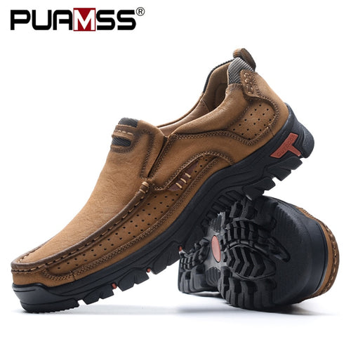 2019 New Men Shoes Genuine Leather Men Flats Loafers